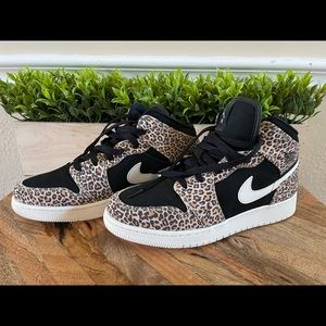 Nike Air Jordans With Leopard Print- Like New! Boys 7 / Women’s 9